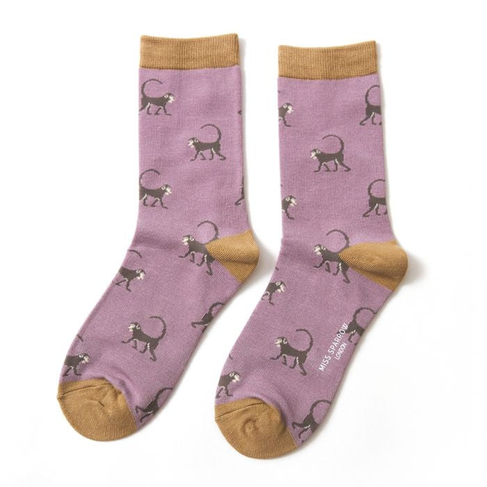 Lilac Monkey Socks