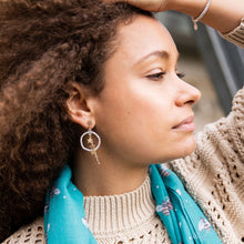 Load image into Gallery viewer, Worn Gold Star Cluster And Silver Hoop Earrings
