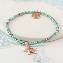 Load image into Gallery viewer, Aqua Bead And Rose Gold Starfish Bracelet
