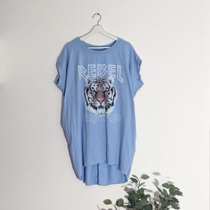 Rebel Tiger Free Size Longline Top