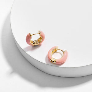 Small Hoop Earrings Blush Enamel