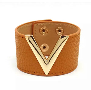 Statement V Leather Cuff