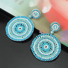 Load image into Gallery viewer, Athens Beaded Disc Earrings (turquoise, beige)
