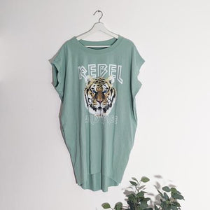 Rebel Tiger Free Size Longline Top