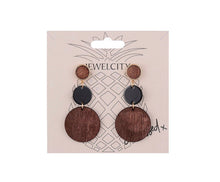 Load image into Gallery viewer, Drop Wood Disc Earrings
