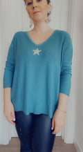 Load image into Gallery viewer, Cosy Glitter Star Tops (teal, navy)
