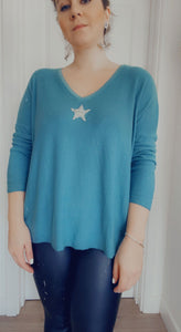 Cosy Glitter Star Tops (teal, navy)