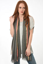 Load image into Gallery viewer, Dark Grey Scarf With Pink/Gold Sripe
