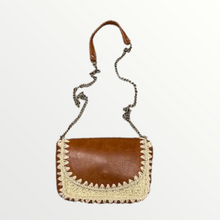 Load image into Gallery viewer, Boho Tan And Straw Crossbody Bag
