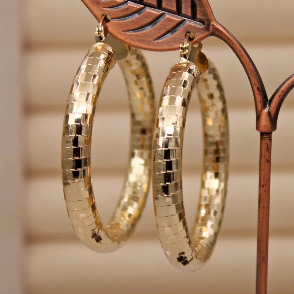 Textured Golden Hoops