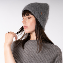 Load image into Gallery viewer, Angora Blend Beanie Hat Grey
