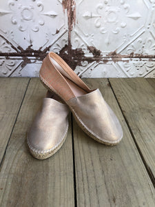 Canvas And Leather Espadrilles Peach/Gold
