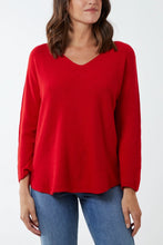 Load image into Gallery viewer, V Neck Soft Knit Jumper Red
