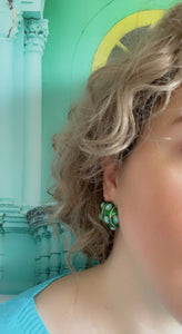 Turquoise & Green Enamel Earrings