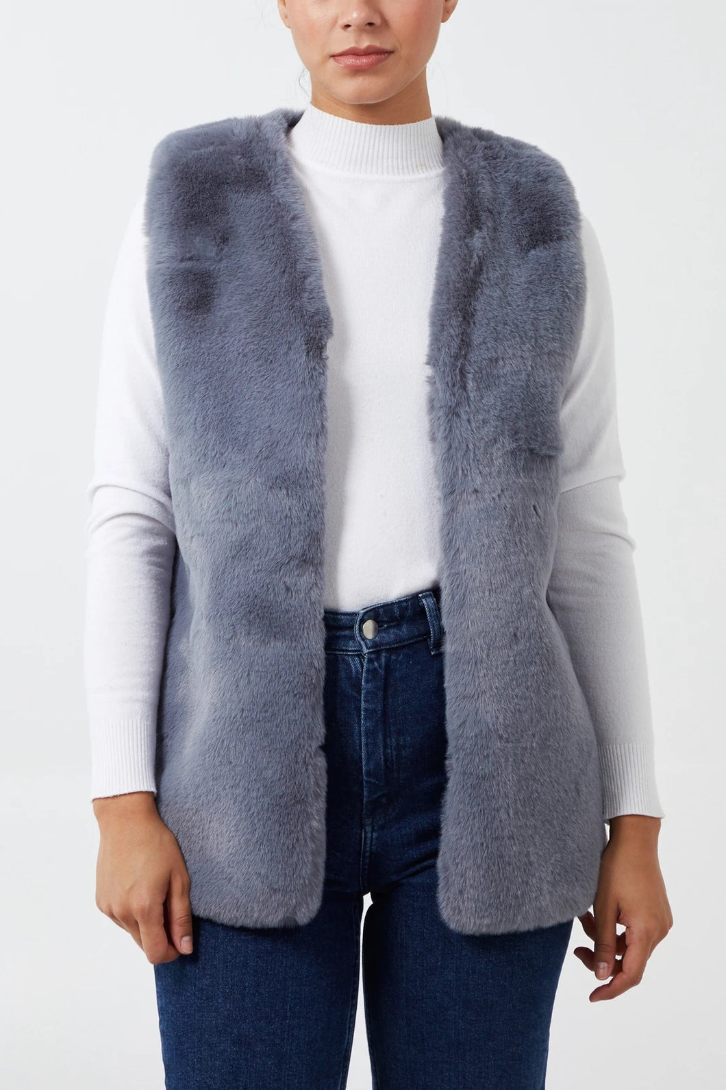 Faux Fur Gilet Grey