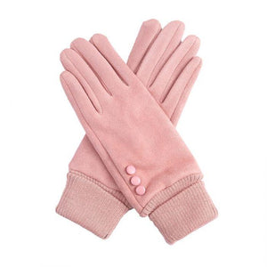 Winter Gloves With Buttons Pink