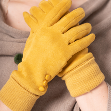 Load image into Gallery viewer, Winter Gloves With Buttons Mustard
