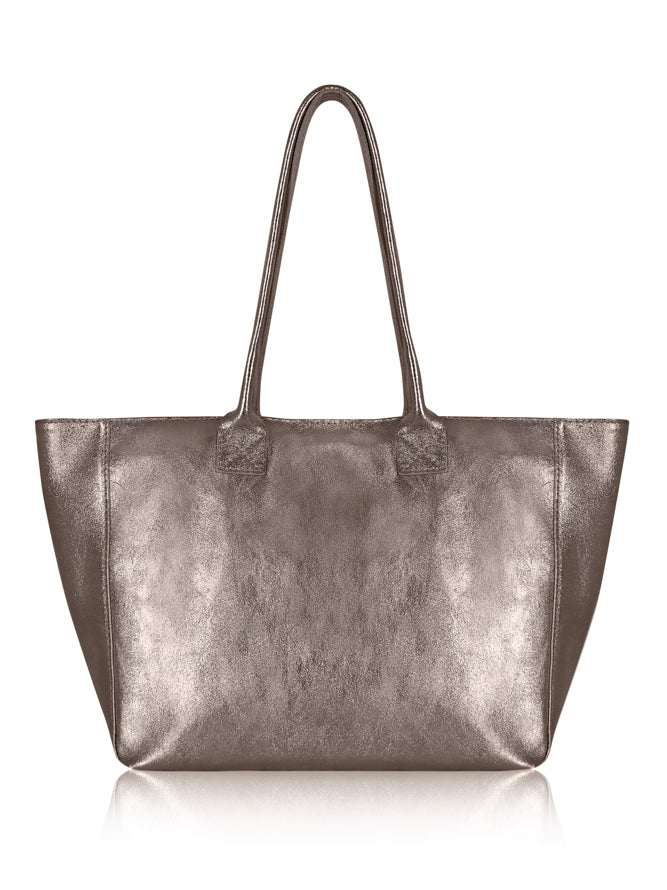 Bronze Italian Leather Shopper Tote