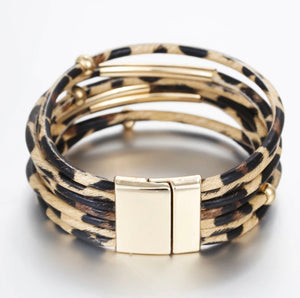 Leopard Multi Layer Bracelet With Magnetic Clasp