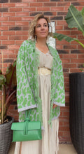 Load image into Gallery viewer, Green And Grey Leopard Fringe Cardigan
