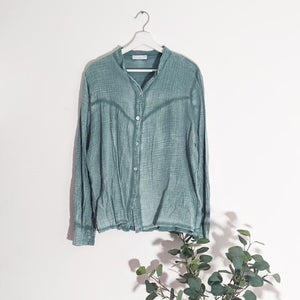 Vintage Wash Chessecloth Shirt Teal