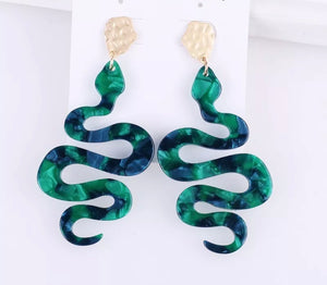 Snake Acrylic Earrings (neutral, green, brown)