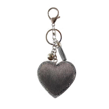 Load image into Gallery viewer, Faux Fur Heart Key Ring Leopard
