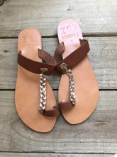 Load image into Gallery viewer, Tan And Gold Leather Sandals
