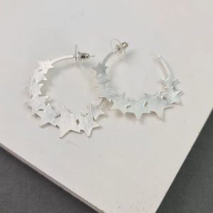 Multi Star Silver Hoops