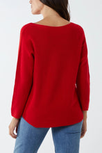 Load image into Gallery viewer, V Neck Soft Knit Jumper Red
