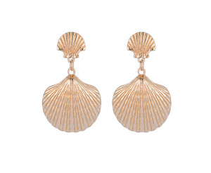 Gold Textured Shell Drop Earrings