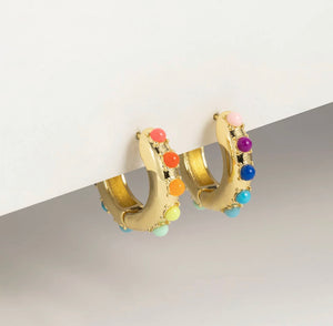 Rainbow Huggie Earrings