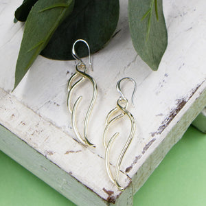 Angel Wing Drop Earrings In Gold & Silver