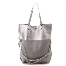Load image into Gallery viewer, Two Tone Metallic Leather Tote
