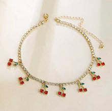 Load image into Gallery viewer, Rhinestone Statement Choker Cherries
