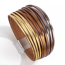 Load image into Gallery viewer, Bronze And Gold Metallic Leather Cuff
