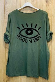 Good Vibes Slogan Long Sleeve Cotton T-Shirts