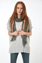 Load image into Gallery viewer, Dark Grey Scarf With Pink/Gold Sripe
