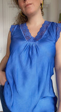 Load image into Gallery viewer, Silky Top With Lace (blue, black, white)

