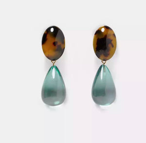 Aquamarine Drop Resin Earrings