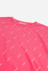 Lightning Bolt Print T-Shirt Raspberry