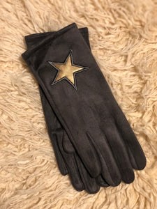 Dark Grey Gloves With Gold Star