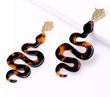 Load image into Gallery viewer, Snake Acrylic Earrings (neutral, green, brown)
