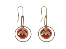 Load image into Gallery viewer, Honeybee Drop Earrings Orange/Gold
