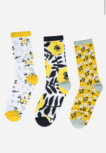 Ladies Floral Bamboo Socks Gift Set