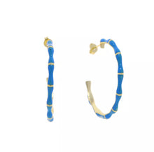 Load image into Gallery viewer, Enamel Bamboo Hoop Earrings (various colours)
