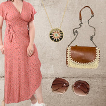 Load image into Gallery viewer, Boho Tan And Straw Crossbody Bag
