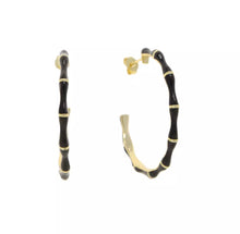 Load image into Gallery viewer, Enamel Bamboo Hoop Earrings (various colours)
