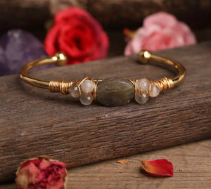 Labradorite Gold Plate Bangles