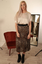 Load image into Gallery viewer, Leopard Pleated Skirt With Black Elasticated Waist on
